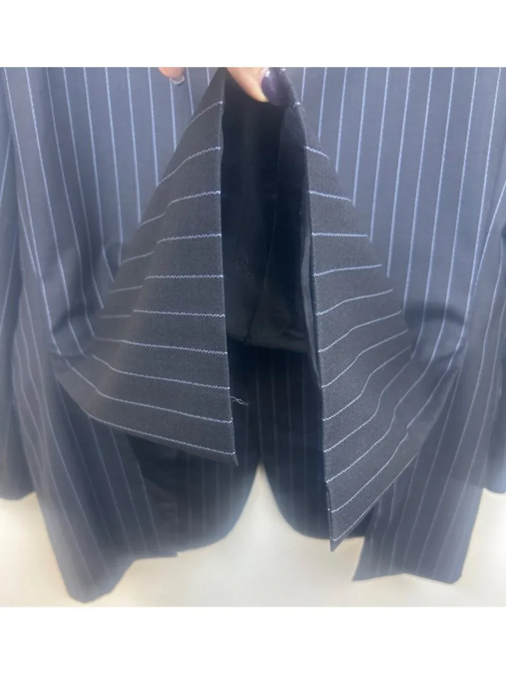 Ravazzolo Suit Jacket Blazer Men's US 44 Gray Blue Pinstripe Virgin Wool Italy